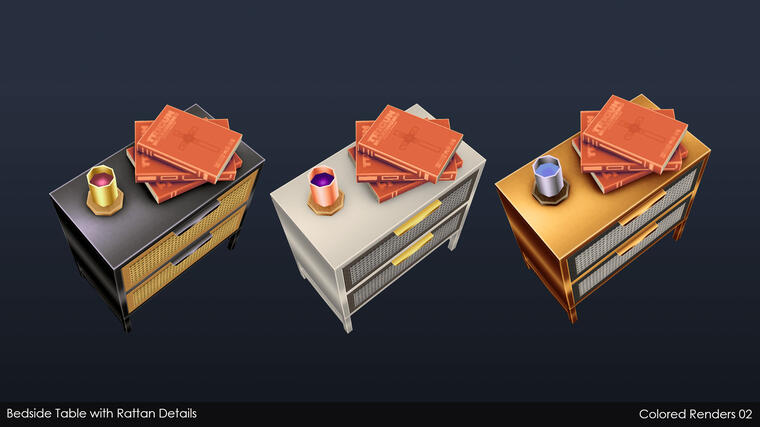 Low-poly Bedside Table (Colored)