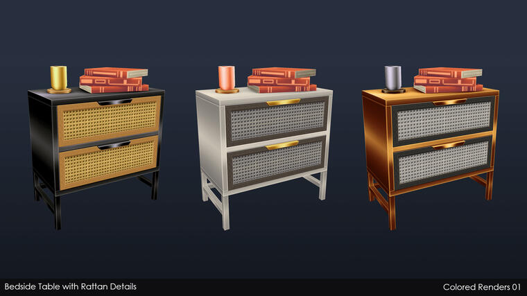 Low-poly Bedside Table (Colored)